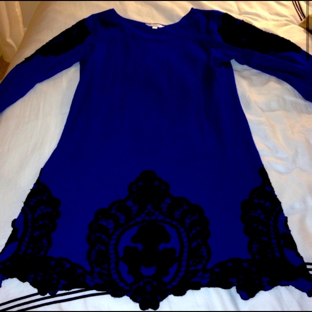 Beautiful blue lace embroidered dress M Y2K
